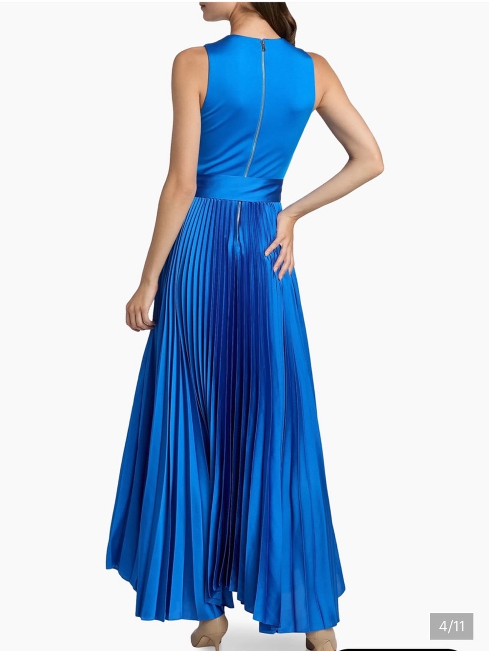 Alice + Olivia Chara Blue Pleated Maxi dress 2 $595 NEW - Picture 4 of 11